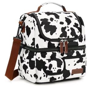 Cow Print Backpack with Brown Accents